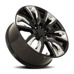 Factory Reproductions FR 207 GM Split 6 Spoke Replica CH 22x9 +28 6x139.7mm 78.1mm Black Chrome Inserts