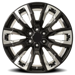 Factory Reproductions FR 207 GM Split 6 Spoke Replica CH 22x9 +28 6x139.7mm 78.1mm Black Chrome Inserts
