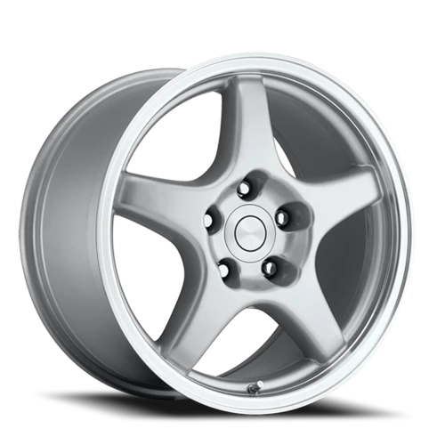 Factory Reproductions FR 21 1984-1996 C4 ZR1 Corvette Replica SL 17x9.5 +38 5x120.65mm 70.3mm Gloss Silver Machined Lip