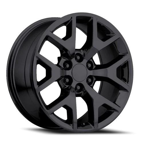 24" Chevy Truck Replica FR44 Gloss Black Wheel & Tire Package | 285/40R24 Michelin LTX M/S2 Tires | Fits Escalade Tahoe Yukon Silverado Sierra