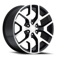 22" Chevy Truck Replica FR44 Gloss Black Machined Wheel & Tire Package | 275/50R22 Michelin LTX M/S2 Tires | Fits Escalade Tahoe Yukon Silverado Sierra