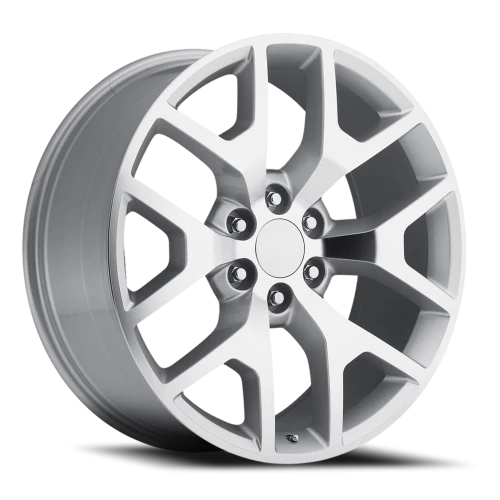Factory Reproductions FR 44 GMC Sierra Replica SL 20x9 +27 6x139.7mm 78.1mm Gloss Silver Machined Face