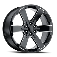 Factory Reproductions FR 45 GMC Dual Six Star Replica GB-M 24x10 +30 6x139.7mm 78.1mm Gloss Black Milled Ball
