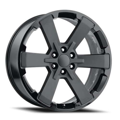 Factory Reproductions FR 45 GMC Dual Six Star Replica GBSB 24x10 +30 6x139.7mm 78.1mm Gloss Black Two Tone-Satin Black Face