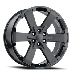 Factory Reproductions FR 45 GMC Dual Six Star Replica GBSB 24x10 +30 6x139.7mm 78.1mm Gloss Black Two Tone-Satin Black Face