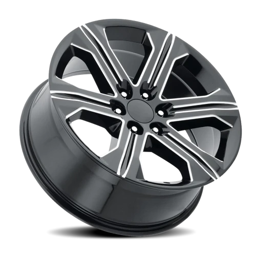 Factory Reproductions FR 47 2018 GMC Sierra Replica GB-M 22x9 +24 6x139.7mm 78.1mm Gloss Black Milled Ball