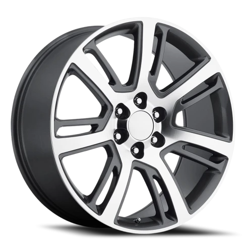 Factory Reproductions FR 48 2015 Cadillac Escalade Replica GY 24x10 +31 6x139.7mm 78.1mm Gloss Grey Machined Face