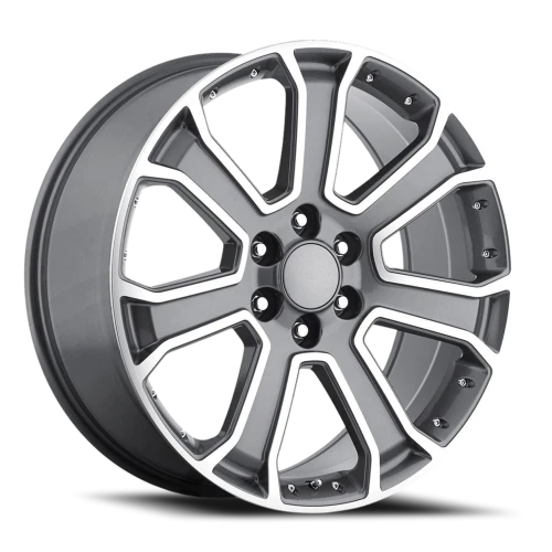 Factory Reproductions FR 49 2015 GMC Yukon Denali Replica GY 22x9 +31 6x139.7mm 78.1mm Gloss Grey Machined Face