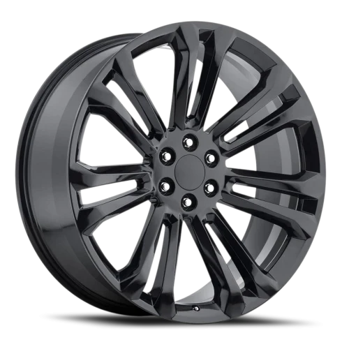 24" Chevy Truck Replica FR55 Gloss Black Wheel & Tire Package | 285/40R24 Michelin LTX M/S2 Tires | Fits Escalade Tahoe Yukon Silverado Sierra