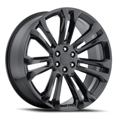 24" Chevy Truck Replica FR55 Gloss Black Wheel & Tire Package | 305/35R24 Lexani LX-Thirty Tires | Fits Escalade Tahoe Yukon Silverado Sierra
