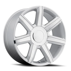 24" Chevy Truck Replica FR56 Silver Chrome Inserts Wheel & Tire Package | 305/35R24 Lexani LX-Thirty Tires | Fits Escalade Tahoe Yukon Silverado Sierra