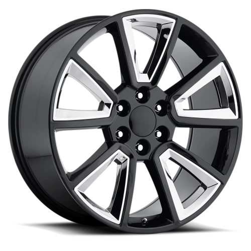 Factory Reproductions FR 57 2015 Tahoe Replica GBCI 22x9 +30 6x139.7mm 78.1mm Gloss Black Chrome Inserts