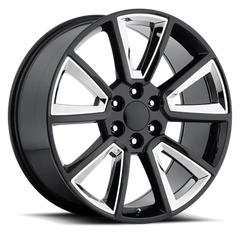 Factory Reproductions FR 57 2015 Tahoe Replica GBCI 22x9 +30 6x139.7mm 78.1mm Gloss Black Chrome Inserts