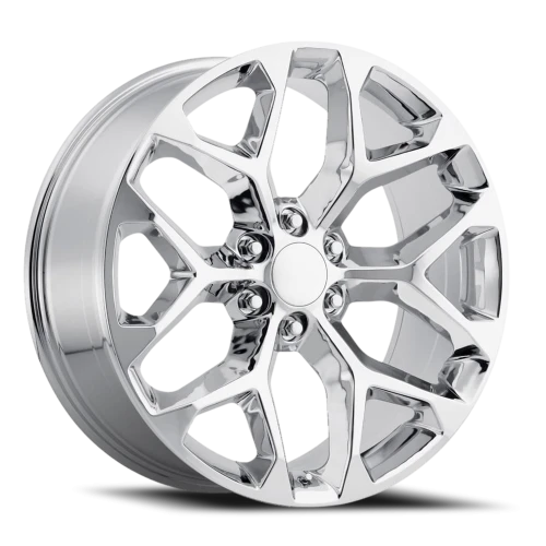 Factory Reproductions FR 59 Chevrolet Snowflake Replica CH 22x9 +24 6x139.7mm 78.1mm Chrome