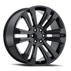 20" Chevy Truck Replica FR72 Gloss Black Wheel & Tire Package | 275/55R20 Lexani LX-Thirty Tires | Fits Escalade Tahoe Yukon Silverado Sierra