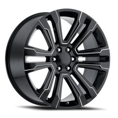 Factory Reproductions FR 72 2017 GMC Denali Replica GB-M 22x9 +24 6x139.7mm 78.1mm Gloss Black Milled Ball