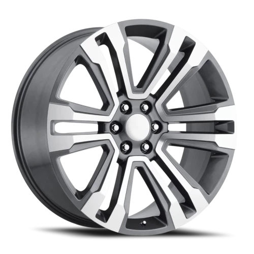 Factory Reproductions FR 72 2017 GMC Denali Replica GY 22x9 +24 6x139.7mm 78.1mm Gloss Grey Machined Face