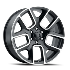 24" Chevy Truck Replica FR76 Satin Black Machined Wheel & Tire Package | 305/35R24 Lexani LX-Thirty Tires | Fits Escalade Tahoe Yukon Silverado Sierra