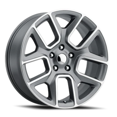 26" Chevy Truck Replica FR76 Satin Gray Machined Wheel & Tire Package | 295/30R26 Lexani LX-Thirty Tires | Fits Escalade Tahoe Yukon Silverado Sierra