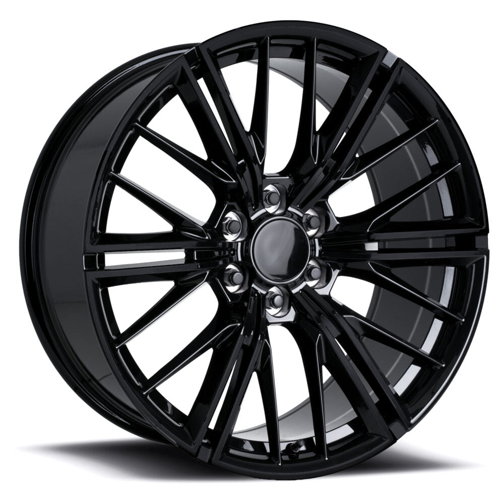 20" Chevy Truck Replica FR28F Gloss Black Wheel & Tire Package | 275/55R20 Lexani LX-Thirty Tires | Fits Escalade Tahoe Yukon Silverado Sierra