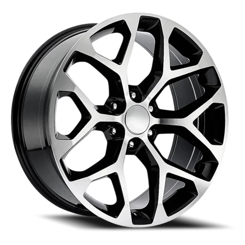 24" Chevy Truck Replica FR59 Gloss Black Machined Wheel & Tire Package | 305/35R24 Lexani LX-Thirty Tires | Fits Escalade Tahoe Yukon Silverado Sierra