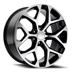 Factory Reproductions FR 59 Chevrolet Snowflake Replica GBM 22x9 +24 6x139.7mm 78.1mm Gloss Black Machined Face