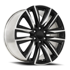 Factory Reproductions FR 90 2024 Escalade Sport Replica GBP 22x9 +28 6x139.7mm 78.1mm Gloss Black Polished Accent