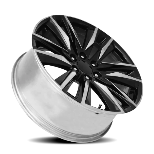 Factory Reproductions FR 90 2024 Escalade Sport Replica GBP 22x9 +28 6x139.7mm 78.1mm Gloss Black Polished Accent