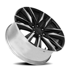 Factory Reproductions FR 90 2024 Escalade Sport Replica GBP 22x9 +28 6x139.7mm 78.1mm Gloss Black Polished Accent