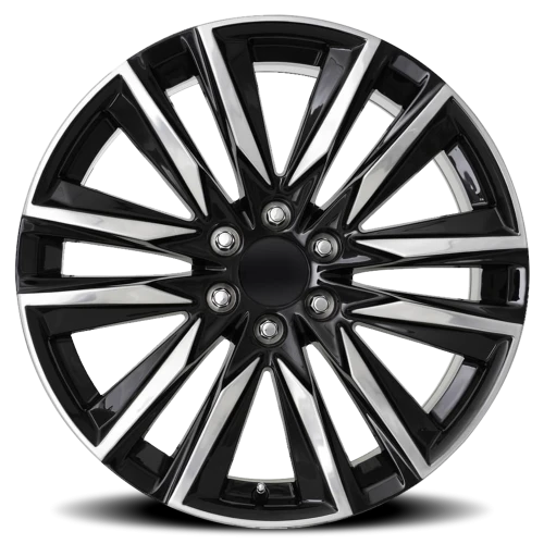 Factory Reproductions FR 90 2024 Escalade Sport Replica GBP 22x9 +28 6x139.7mm 78.1mm Gloss Black Polished Accent
