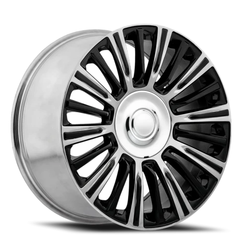 Factory Reproductions FR 91 2021 Escalade Platinum Replica GBP 22x9 +28 6x139.7mm 78.1mm Gloss Black Polished Accent