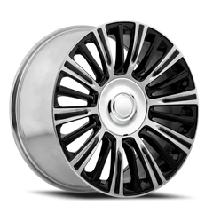 20" Chevy Truck Replica FR91 Gloss Black Polished Accents Wheel & Tire Package | 275/55R20 Lexani LX-Thirty Tires | Fits Escalade Tahoe Yukon Silverado Sierra