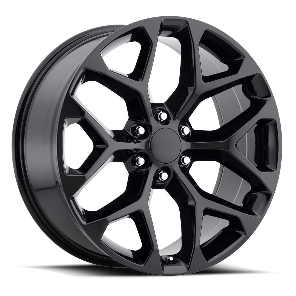 24" FR59 Snowflake Version 2 Gloss Black Wheel & Tire Package | 33X12.50R24 RBP | Fits Escalade Tahoe Yukon Sierra