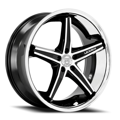 Lexani Wheels Fiorano 679 SS 22x10 +40 5x108mm 74.1mm Gloss Black Machined Face-Stainless Steel Lip