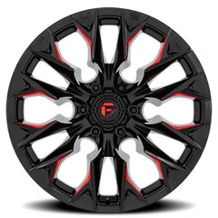 Fuel Flame 5 D823 20x10 -18 5x127mm 71.5mm Gloss Black Milled Candy Red