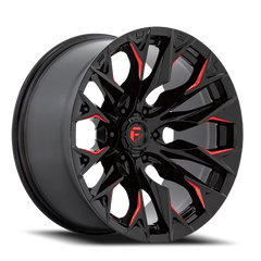 Fuel Flame 6 D823 20x9 +1 6x139.7mm 106.1mm Gloss Black Milled Candy Red