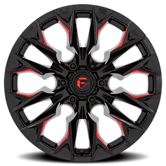 Fuel Flame 6 D823 22x12 -44 6x139.7mm 106.1mm Gloss Black Milled Candy Red