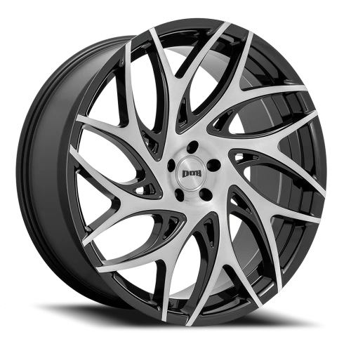 DUB G.O.A.T. S260 24x10 +15 5x115mm 71.6mm Gloss Black Brushed Face-Dark Tint Spokes