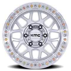 KMC GRS KM549 GSM 17x8.5 +0 6x139.7mm 106.1mm Gloss Silver Machined Face