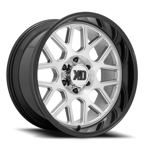 XD Series Grenade 2 XD849 SBL 20x9 +0 6x139.7mm 106.1mm Brushed Silver Milled-Gloss Black Lip