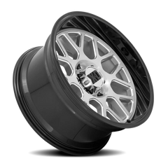 XD Series Grenade 2 XD849 SBL 20x10 -18 8x165.1mm 125.1mm Brushed Silver Milled-Gloss Black Lip