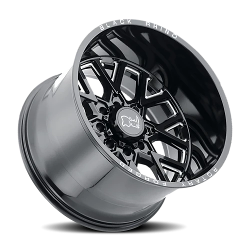 Black Rhino Grimlock 20x11.5 -44 5x127mm 71.6mm Gloss Black Milled Spokes