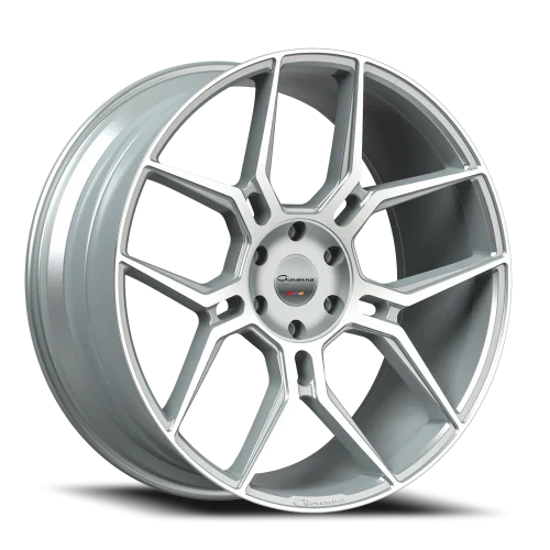 24" Giovanna Haleb Gloss Silver Machined Face +28 Offset Wheel & Tire Package | 305/35R24 Lexani LX-Thirty Tires | Fits Escalade Tahoe Yukon Silverado Sierra