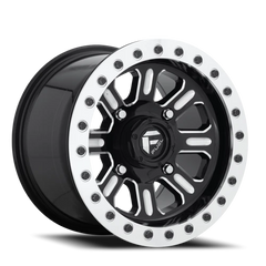 Fuel Hardline UTV D910 15x10 +25 4x136mm 110.2mm Gloss Black Milled-Beadlock