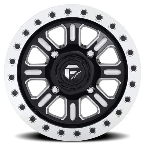Fuel Hardline UTV D910 15x7 +38 4x156mm 132mm Gloss Black Milled-Beadlock