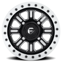 Fuel Hardline UTV D910 15x7 +38 4x136mm 110.2mm Gloss Black Milled-Beadlock
