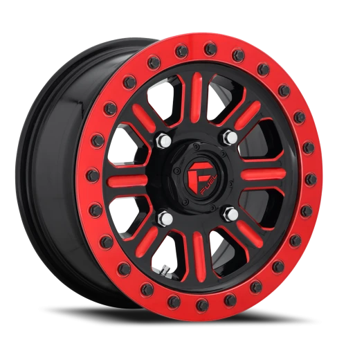 Fuel Hardline UTV D911 15x7 +38 4x156mm 132mm Gloss Red Milled-Beadlock