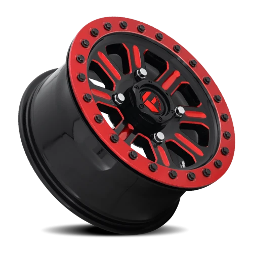 Fuel Hardline UTV D911 15x10 +25 4x156mm 132mm Gloss Red Milled-Beadlock