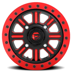 Fuel Hardline UTV D911 15x7 +38 4x156mm 132mm Gloss Red Milled-Beadlock