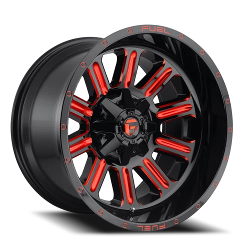Fuel Hardline D621 15x8 -18 5x139.7mm 108mm Gloss Black Candy Red